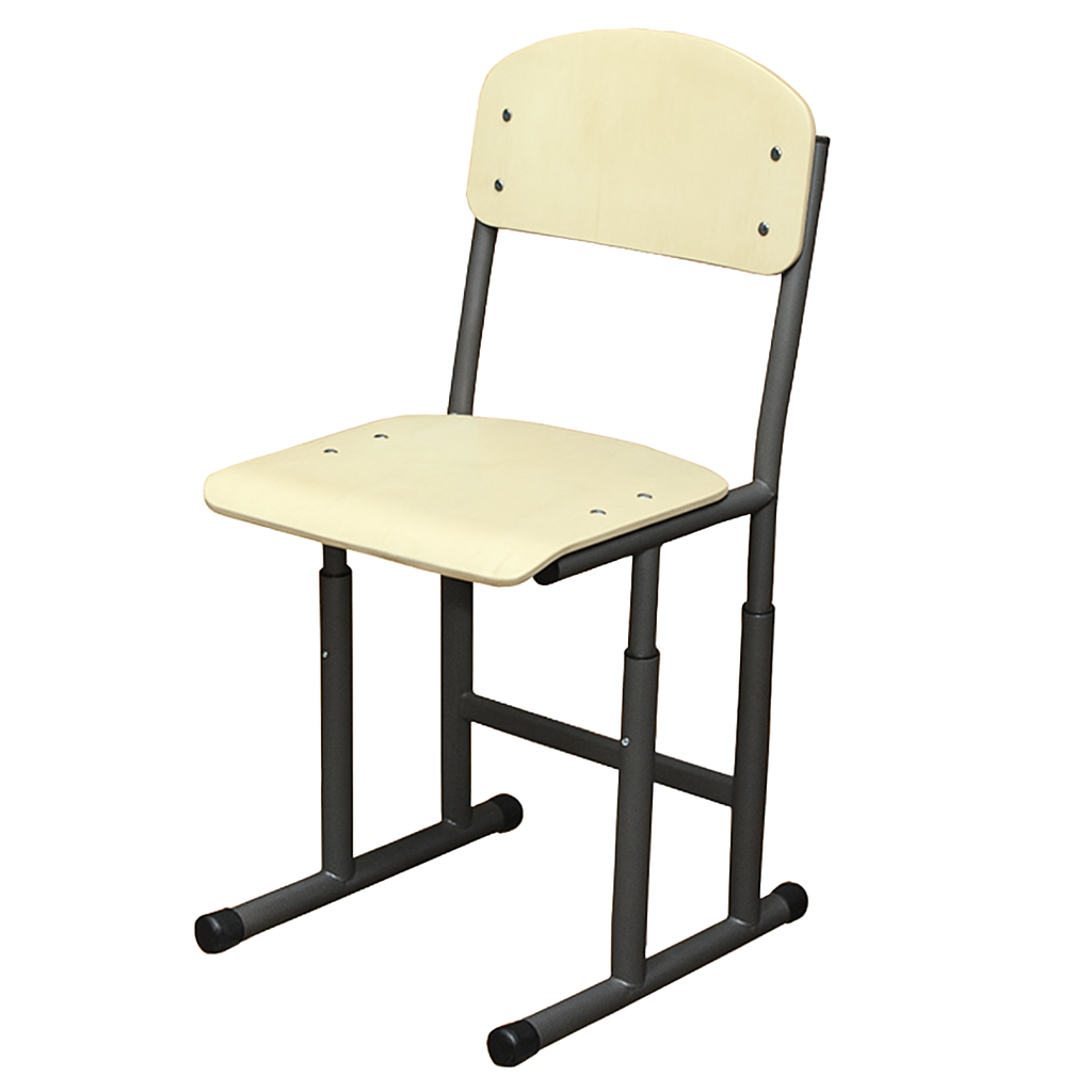 Стілець учнівський полозковий, на металевому каркасі (кругла труба), з регулюванням глибини сидіння, ЛЕЛЕКА, 385х420-445х775-855 мм.